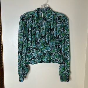 Brand new Zara blouse green paisley bell sleeves